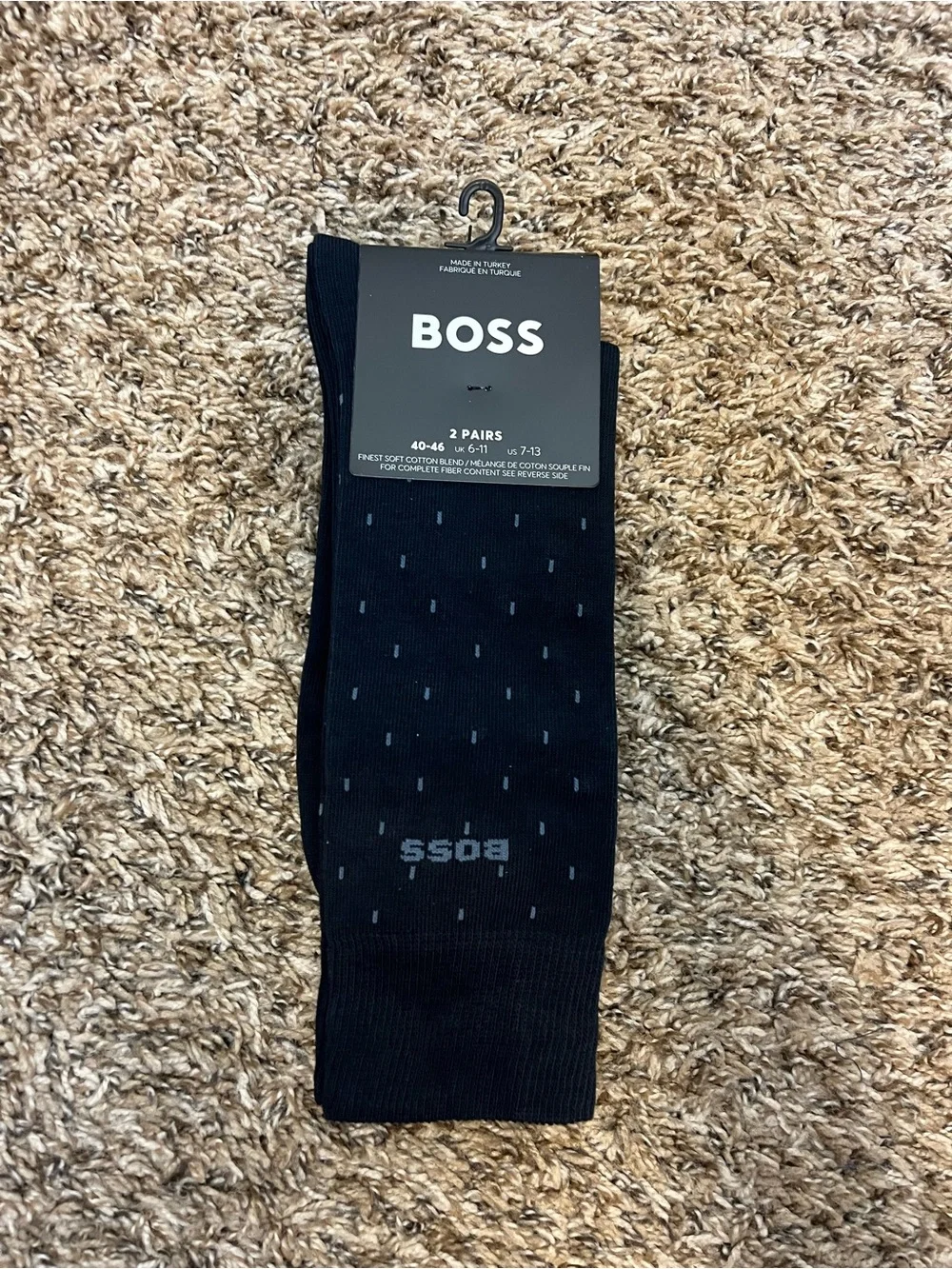 BOSS Men's Navy Dress Socks 2- 2 Packs
